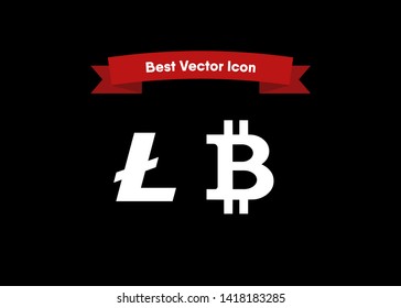 Cryptocurrencies Bitcoin Coin Lite Coin Icons Vector Illustration