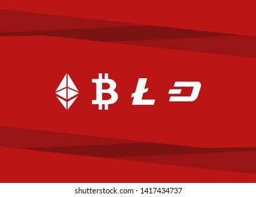 Cryptocurrencies Bitcoin Dash Coin Ripple Coin Ethereum Lite Coin Icons Vector Illustration