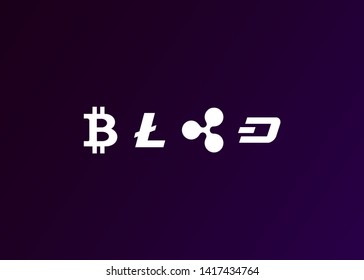 Cryptocurrencies Bitcoin Dash Coin Ripple Coin Ethereum Lite Coin Icons Vector Illustration