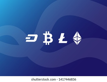 Cryptocurrencies Bitcoin Dash Coin Ripple Coin Ethereum Lite Coin Icons Vector Illustration