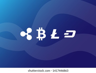 Cryptocurrencies Bitcoin Dash Coin Ripple Coin Ethereum Lite Coin Icons Vector Illustration
