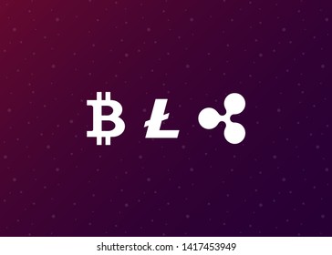 Cryptocurrencies Bitcoin Dash Coin Ripple Coin Ethereum Lite Coin Icons Vector Illustration