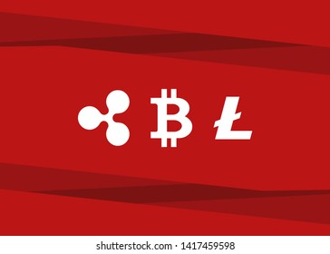 Cryptocurrencies Bitcoin Dash Coin Ripple Coin Ethereum Lite Coin Icons Vector Illustration