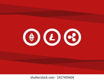 Cryptocurrencies Bitcoin Dash Coin Ripple Coin Ethereum Lite Coin Icons Vector Illustration