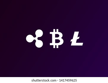 Cryptocurrencies Bitcoin Dash Coin Ripple Coin Ethereum Lite Coin Icons Vector Illustration