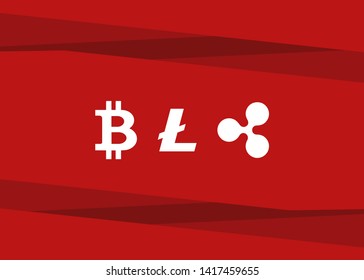 Cryptocurrencies Bitcoin Dash Coin Ripple Coin Ethereum Lite Coin Icons Vector Illustration