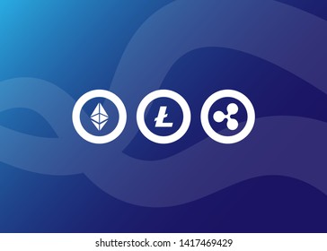 Cryptocurrencies Bitcoin Dash Coin Ripple Coin Ethereum Lite Coin Icons Vector Illustration