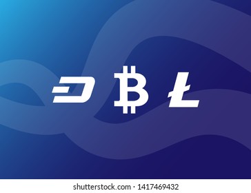 Cryptocurrencies Bitcoin Dash Coin Ripple Coin Ethereum Lite Coin Icons Vector Illustration