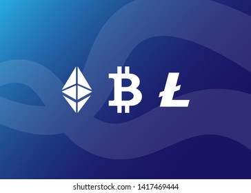 Cryptocurrencies Bitcoin Dash Coin Ripple Coin Ethereum Lite Coin Icons Vector Illustration