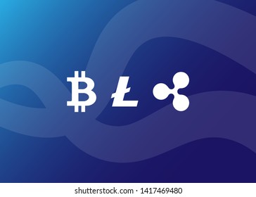 Cryptocurrencies Bitcoin Dash Coin Ripple Coin Ethereum Lite Coin Icons Vector Illustration