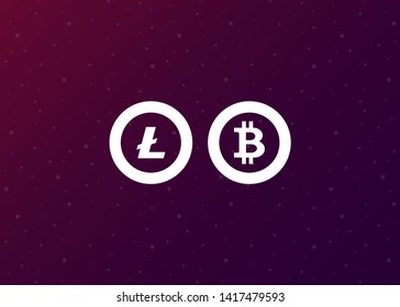 Cryptocurrencies Bitcoin Dash Coin Ripple Coin Ethereum Lite Coin Icons Vector Illustration