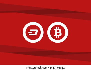 Cryptocurrencies Bitcoin Dash Coin Ripple Coin Ethereum Lite Coin Icons Vector Illustration