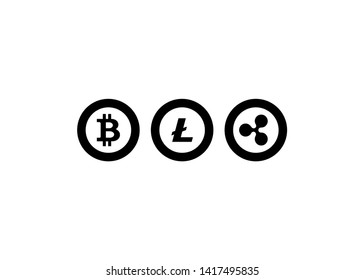 Cryptocurrencies Bitcoin Dash Coin Ripple Coin Ethereum Lite Coin Icons Vector Illustration