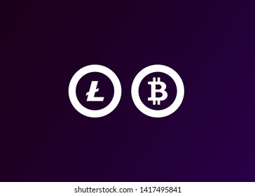 Cryptocurrencies Bitcoin Dash Coin Ripple Coin Ethereum Lite Coin Icons Vector Illustration