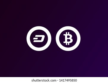Cryptocurrencies Bitcoin Dash Coin Ripple Coin Ethereum Lite Coin Icons Vector Illustration