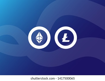 Cryptocurrencies Bitcoin Dash Coin Ripple Coin Ethereum Lite Coin Icons Vector Illustration