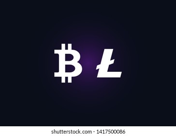 Cryptocurrencies Bitcoin Dash Coin Ripple Coin Ethereum Lite Coin Icons Vector Illustration