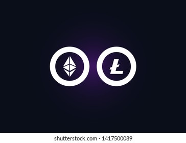 Cryptocurrencies Bitcoin Dash Coin Ripple Coin Ethereum Lite Coin Icons Vector Illustration