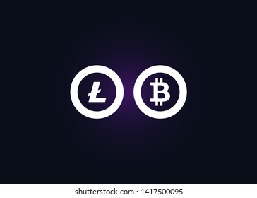 Cryptocurrencies Bitcoin Dash Coin Ripple Coin Ethereum Lite Coin Icons Vector Illustration