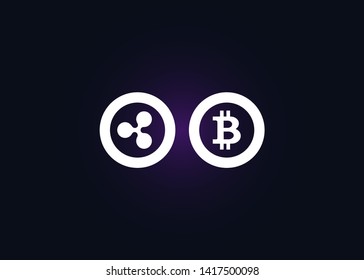 Cryptocurrencies Bitcoin Dash Coin Ripple Coin Ethereum Lite Coin Icons Vector Illustration