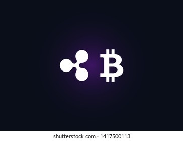 Cryptocurrencies Bitcoin Dash Coin Ripple Coin Ethereum Lite Coin Icons Vector Illustration