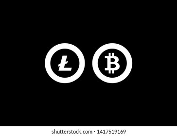 Cryptocurrencies Bitcoin Dash Coin Ripple Coin Ethereum Lite Coin Icons Vector Illustration