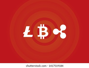 Cryptocurrencies Bitcoin Dash Coin Ripple Coin Ethereum Lite Coin Icons Vector Illustration