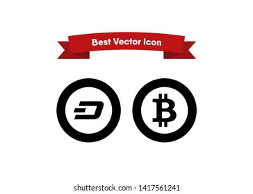 Cryptocurrencies Bitcoin Dash Coin Ripple Coin Ethereum Lite Coin Icons Vector Illustration