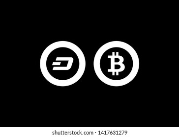 Cryptocurrencies Bitcoin Dash Coin Ripple Coin Ethereum Lite Coin Icons Vector Illustration