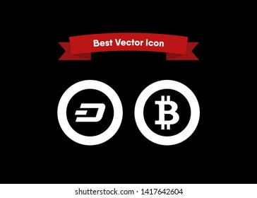 Cryptocurrencies Bitcoin Dash Coin Ripple Coin Ethereum Lite Coin Icons Vector Illustration