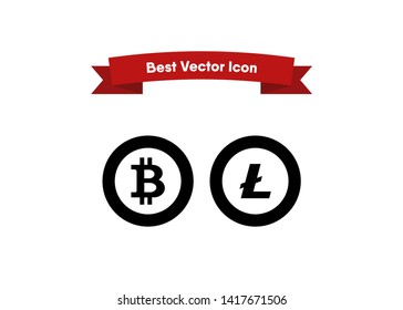 Cryptocurrencies Bitcoin Dash Coin Ripple Coin Ethereum Lite Coin Icons Vector Illustration
