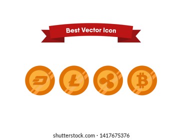 Cryptocurrencies Bitcoin Dash Coin Ripple Coin Ethereum Lite Coin Icons Vector Illustration