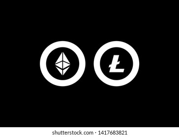 Cryptocurrencies Bitcoin Dash Coin Ripple Coin Ethereum Lite Coin Icons Vector Illustration