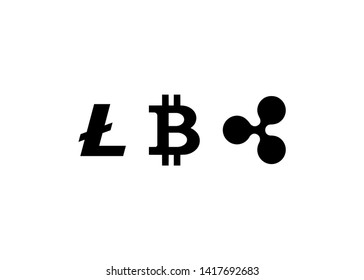 Cryptocurrencies Bitcoin Dash Coin Ripple Coin Ethereum Lite Coin Icons Vector Illustration