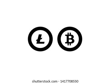 Cryptocurrencies Bitcoin Dash Coin Ripple Coin Ethereum Lite Coin Icons Vector Illustration