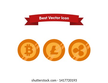 Cryptocurrencies Bitcoin Dash Coin Ripple Coin Ethereum Lite Coin Icons Vector Illustration