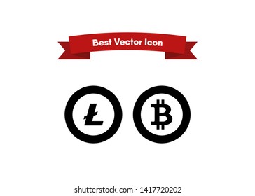 Cryptocurrencies Bitcoin Dash Coin Ripple Coin Ethereum Lite Coin Icons Vector Illustration