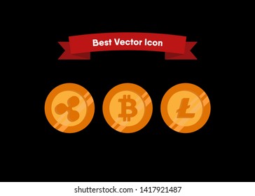 Cryptocurrencies Bitcoin Dash Coin Ripple Coin Ethereum Lite Coin Icons Vector Illustration