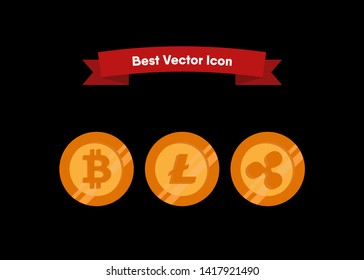 Cryptocurrencies Bitcoin Dash Coin Ripple Coin Ethereum Lite Coin Icons Vector Illustration