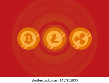Cryptocurrencies Bitcoin Dash Coin Ripple Coin Ethereum Lite Coin Icons Vector Illustration