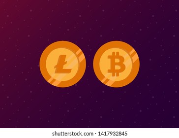 Cryptocurrencies Bitcoin Dash Coin Ripple Coin Ethereum Lite Coin Icons Vector Illustration