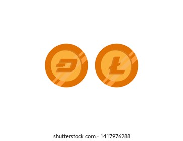 Cryptocurrencies Bitcoin Dash Coin Ripple Coin Ethereum Lite Coin Icons Vector Illustration