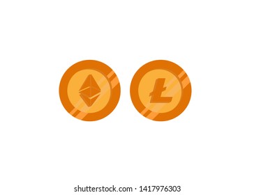 Cryptocurrencies Bitcoin Dash Coin Ripple Coin Ethereum Lite Coin Icons Vector Illustration