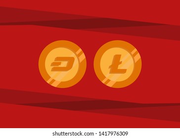 Cryptocurrencies Bitcoin Dash Coin Ripple Coin Ethereum Lite Coin Icons Vector Illustration