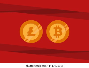 Cryptocurrencies Bitcoin Dash Coin Ripple Coin Ethereum Lite Coin Icons Vector Illustration