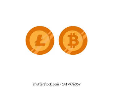 Cryptocurrencies Bitcoin Dash Coin Ripple Coin Ethereum Lite Coin Icons Vector Illustration