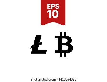Cryptocurrencies Bitcoin Dash Coin Ripple Coin Ethereum Lite Coin Icons Vector Illustration