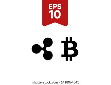 Cryptocurrencies Bitcoin Dash Coin Ripple Coin Ethereum Lite Coin Icons Vector Illustration