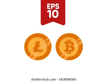 Cryptocurrencies Bitcoin Dash Coin Ripple Coin Ethereum Lite Coin Icons Vector Illustration
