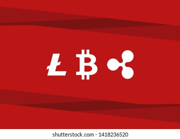 Cryptocurrencies Bitcoin Dash Coin Ripple Coin Ethereum Lite Coin Icons Vector Illustration